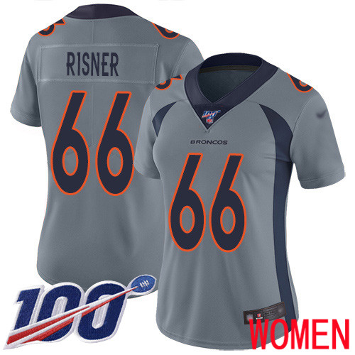 Women Denver Broncos #66 Dalton Risner Limited Silver Inverted Legend 100th Season Football NFL Jersey